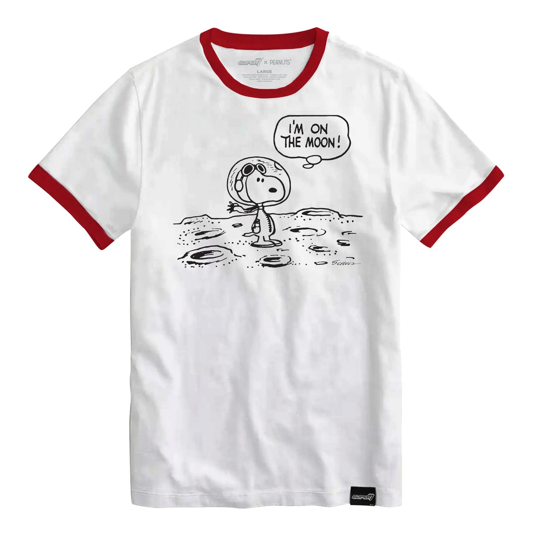 Super7 Peanuts T-Shirt - Snoopy On The Moon Ringer 3 Super7 Peanuts T-Shirt - Snoopy On The Moon Ringer