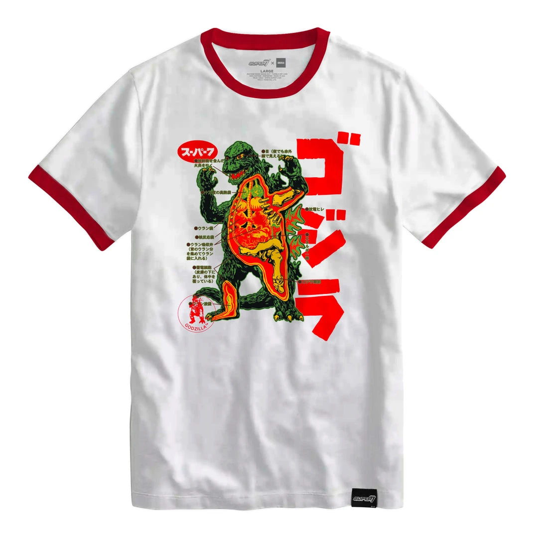 Super7 Toho T-Shirt - Anatomical Godzilla Ringer 3 Super7 Toho T-Shirt - Anatomical Godzilla Ringer