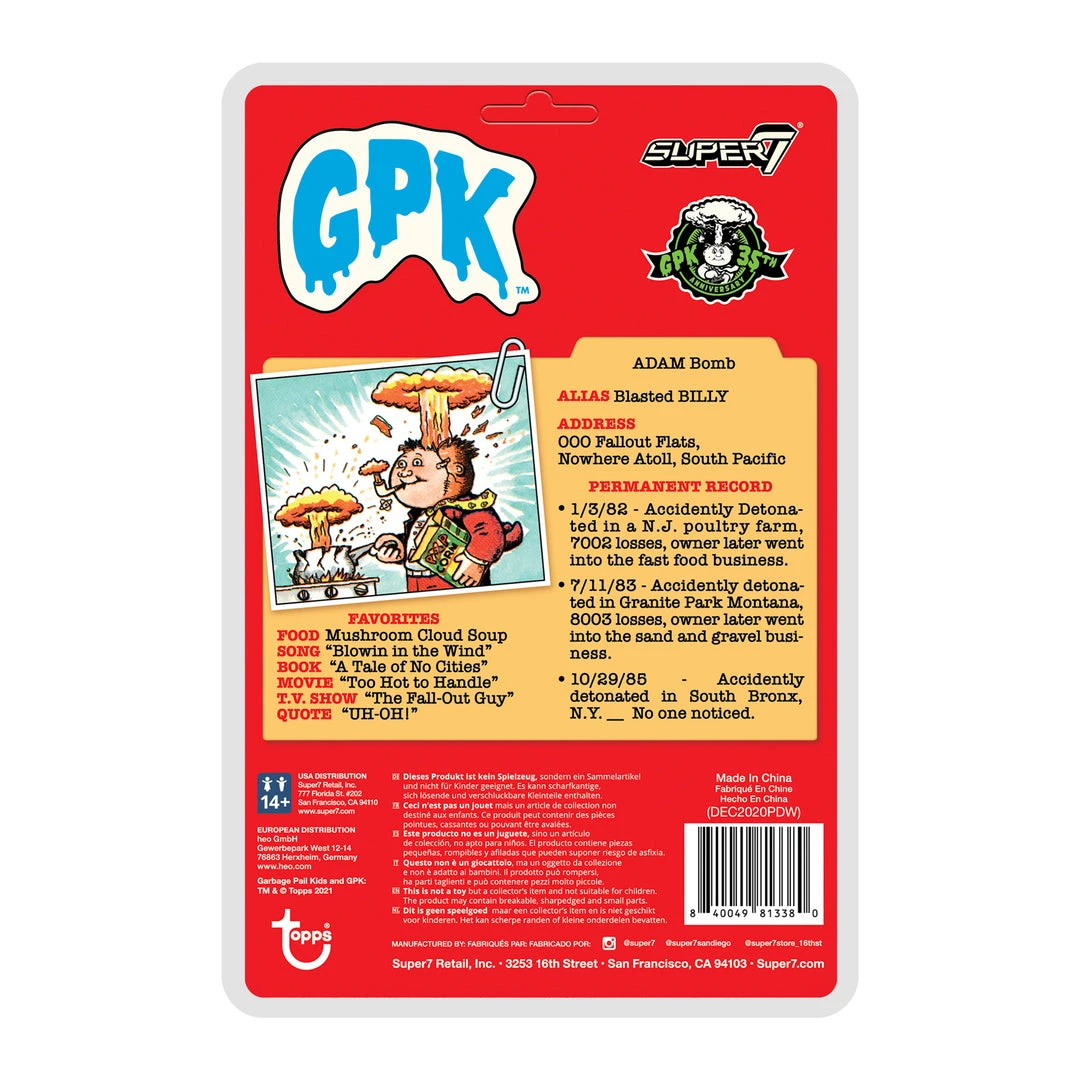Super7 Garbage Pail Kids ReAction Figure - Adam Bomb (Red) 5 Super7 Garbage Pail Kids ReAction Figure - Adam Bomb (Red)