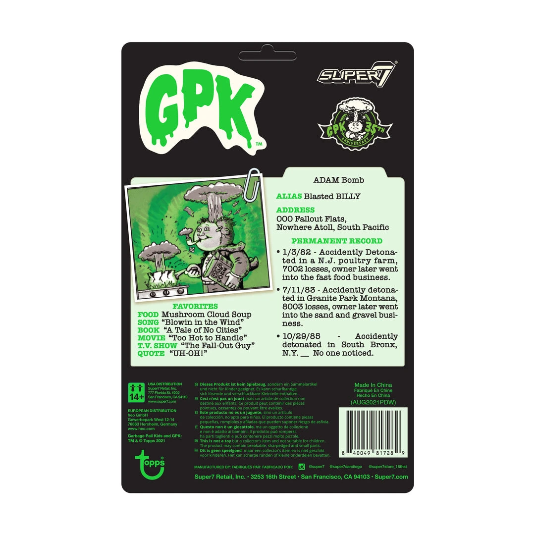Super7 Garbage Pail Kids ReAction Figure - Adam Bomb (Glow) 6 Super7 Garbage Pail Kids ReAction Figure - Adam Bomb (Glow)